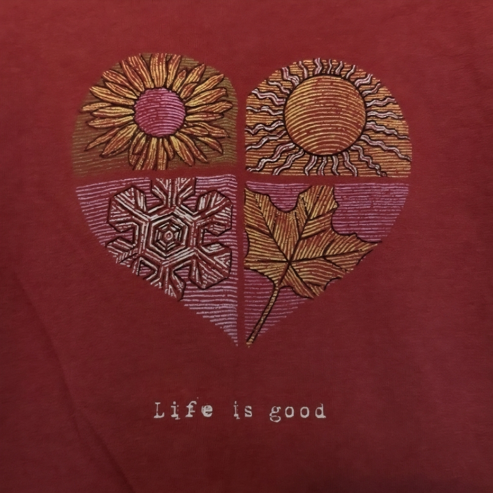 LIFE IS GOOD Women's Heart Design Long Sleeve Tee - Red - Picture 4 of 4